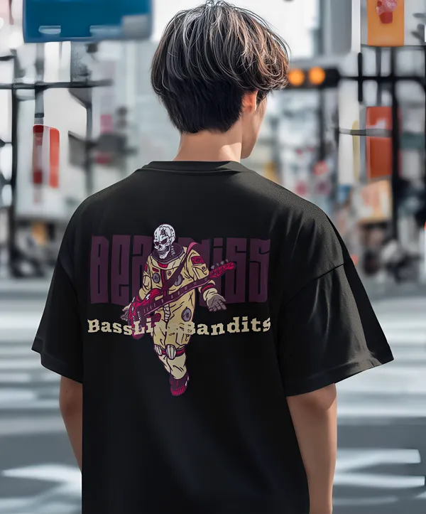 TOFFTEES_Premium_French_Terry_Fabric__(220_GSM)_Black_Oversized_Beatbliss_Half_Sleeves_T-shirt