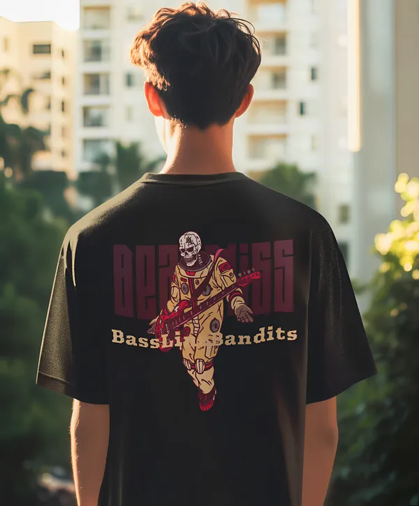 TOFFTEES_Premium_French_Terry_Fabric__(220_GSM)_Black_Oversized_Beatbliss_Half_Sleeves_T-shirt