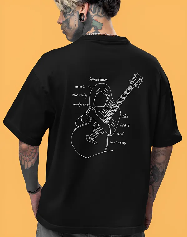 TOFFTEES_Music_Popular___(200_GSM)_Oversized_Medicine_Half_Sleeves_Black_T-shirt