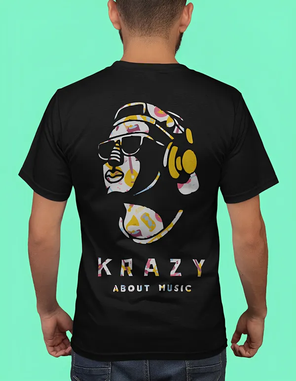 TOFFTEES_Black_Krazy_About_Music_Half_Sleeves_T-Shirt_|_HD_Print_With_100%_Cotton