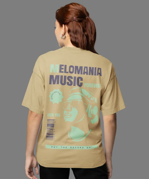 TOFFTEES_Premium_French_Terry_Fabric__(220_GSM)_Beige_Oversized_Melomania_Half_Sleeves_Women's_T-shirt