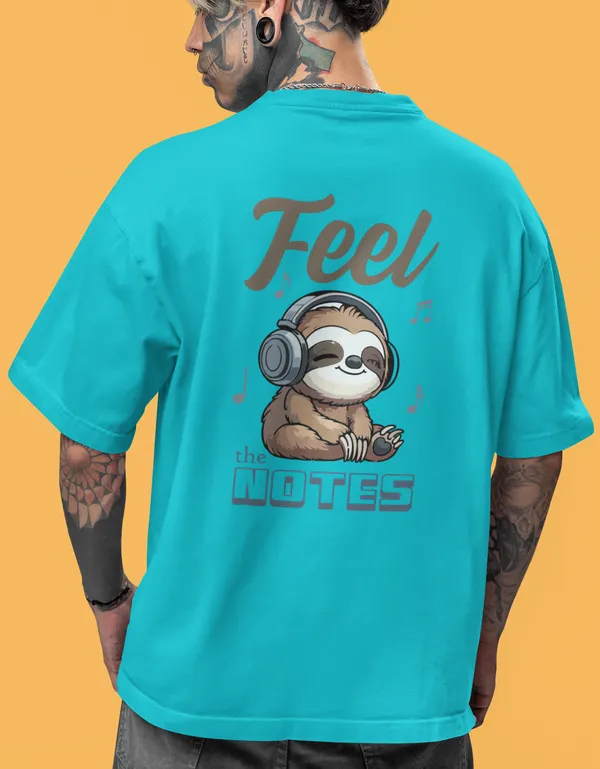 TOFFTEES_Music_Popular_Oversized_Feelthenote_Half_Sleeves_Ocean_Blue_T-shirt_|___(200_GSM)