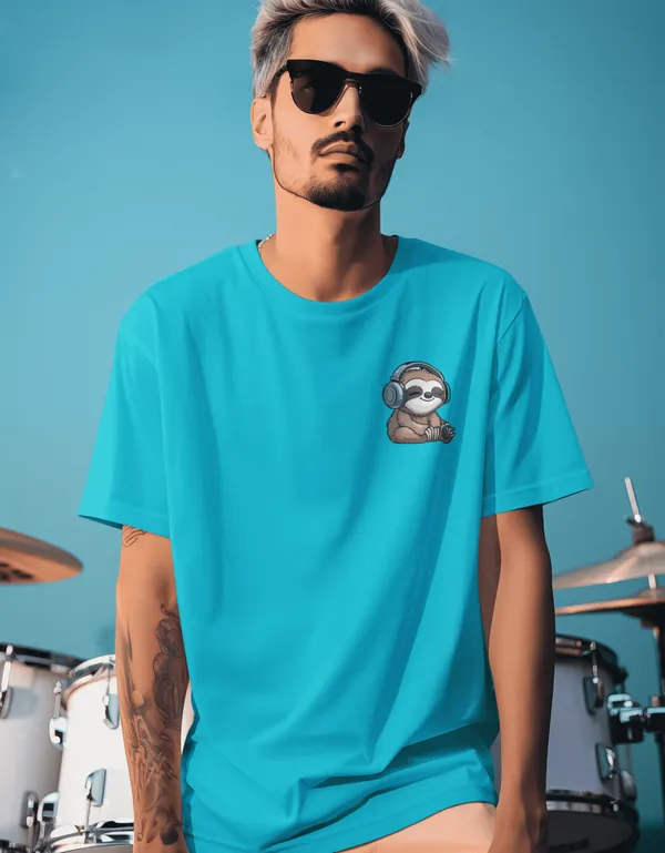 TOFFTEES_Music_Popular_Oversized_Feelthenote_Half_Sleeves_Ocean_Blue_T-shirt_|___(200_GSM)