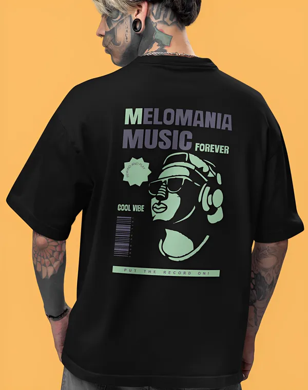 TOFFTEES_Music_Popular___(200_GSM)_Oversized_Melomaniac_Half_Sleeves_Black_T-shirt