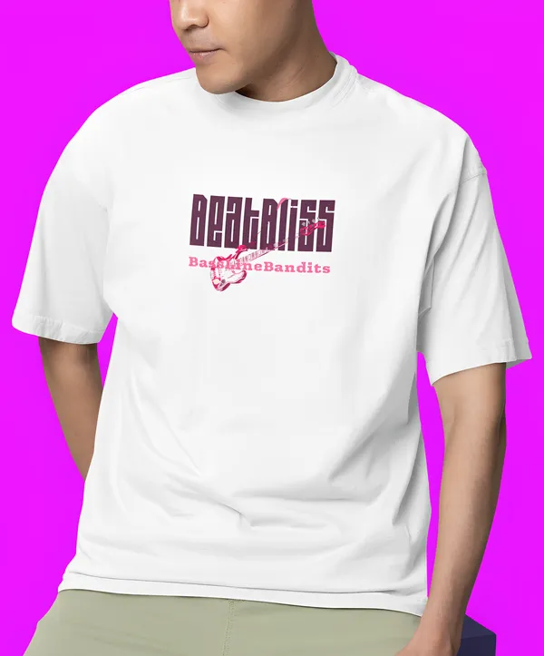 TOFFTEES_Premium_French_Terry_Fabric__(220_GSM)_White_Oversized_Beatbliss_Half_Sleeves_T-shirt