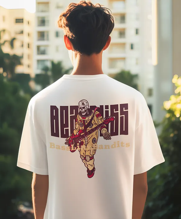 TOFFTEES_Premium_French_Terry_Fabric__(220_GSM)_White_Oversized_Beatbliss_Half_Sleeves_T-shirt