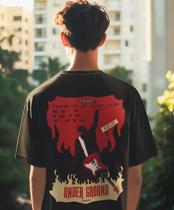 TOFFTEES_Premium_French_Terry_Fabric__(220_GSM)_Black_Oversized_Underground_Half_Sleeves_T-shirt