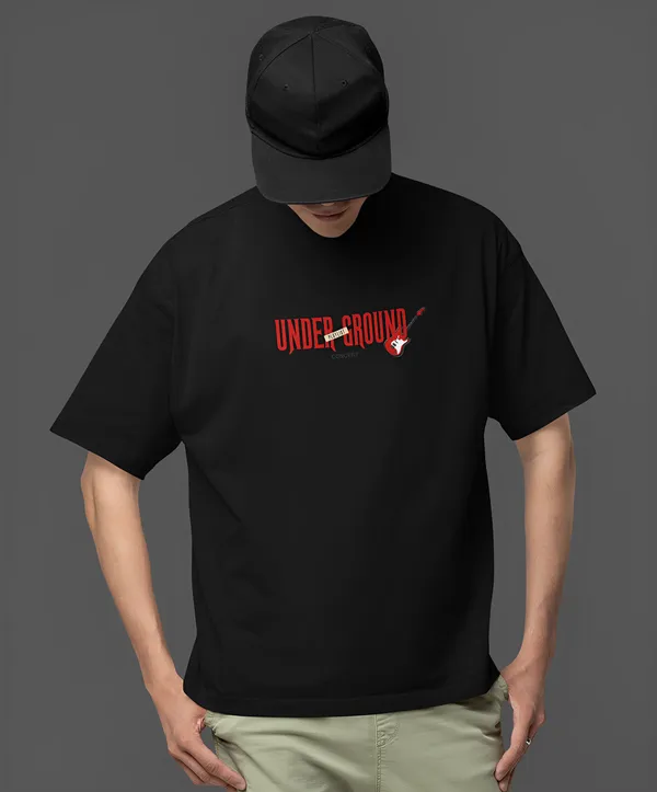 TOFFTEES_Premium_French_Terry_Fabric__(220_GSM)_Black_Oversized_Underground_Half_Sleeves_T-shirt