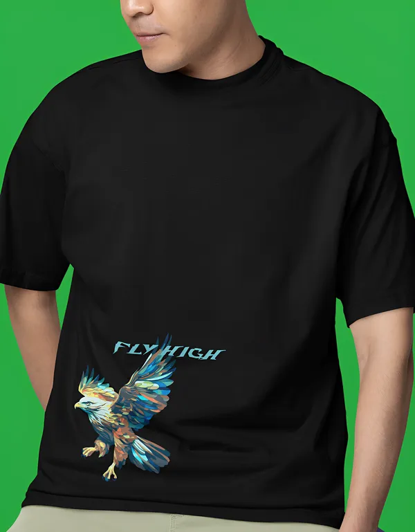 TOFFTEES_Popular_Oversized_Fly_High_Half_Sleeves_Black_T-shirt_|___(200_GSM)