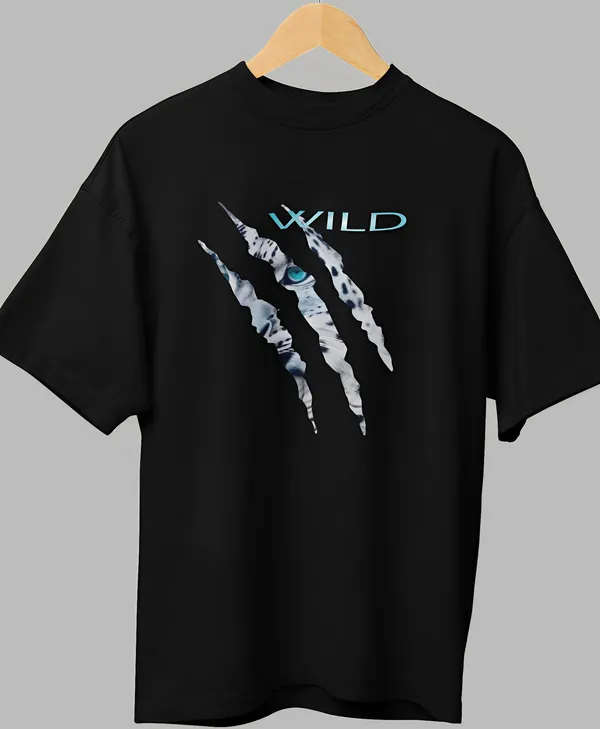 TOFFTEES_Premium_French_Terry_Fabric__(220_GSM)_Black_Oversized_Wild_Half_Sleeves_T-shirt