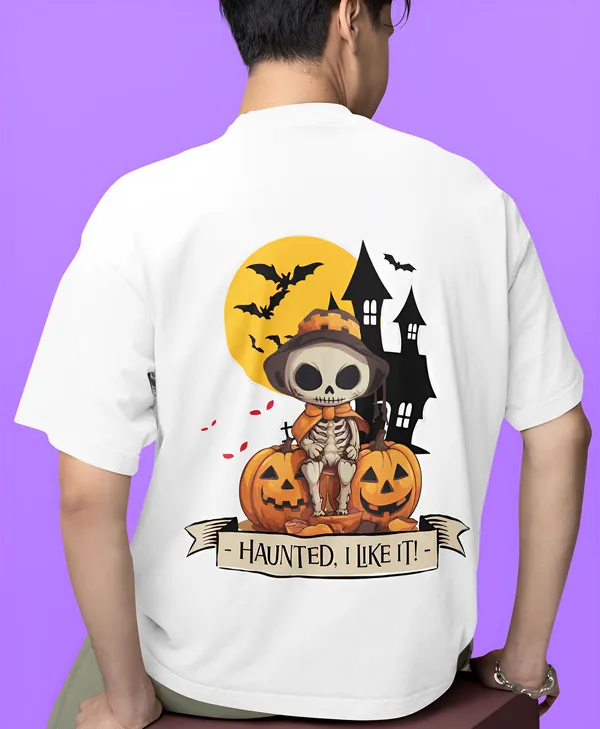 TOFFTEES_Premium_White_Oversized_Haunted_Half_Sleeves_T-shirt_|_French_Terry_Fabric__(220_GSM)