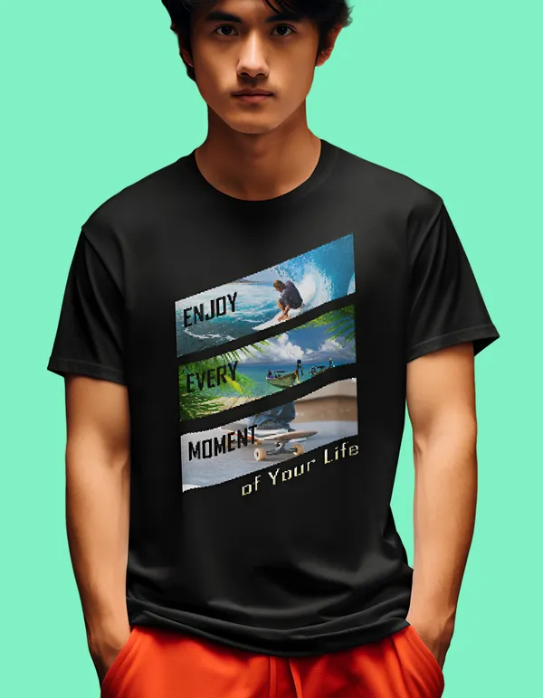 TOFFTEES_Black_Enjoy_Every_Moment_Half_Sleeves_T-Shirt_|_HD_Print_With_100%_Cotton