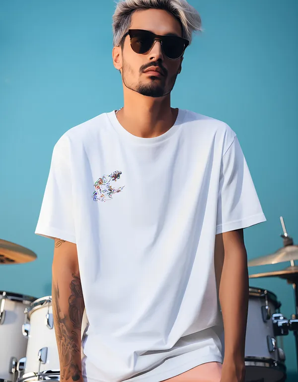 TOFFTEES_Music_Popular_Oversized_Infected_Half_Sleeves_White_T-shirt_|___(200_GSM)