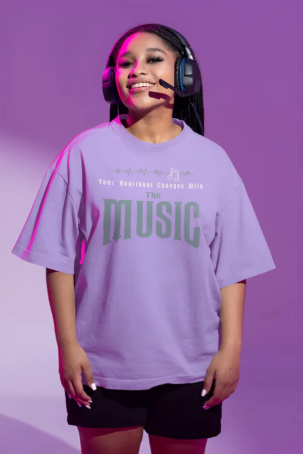 TOFFTEES_Premium_French_Terry_Fabric__(220_GSM)_Lavender_Oversized_Heartbeat_Half_Sleeves_Women's_T-shirt