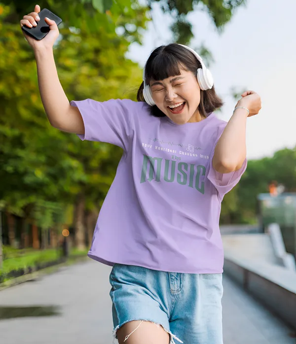 TOFFTEES_Premium_French_Terry_Fabric__(220_GSM)_Lavender_Oversized_Heartbeat_Half_Sleeves_Women's_T-shirt