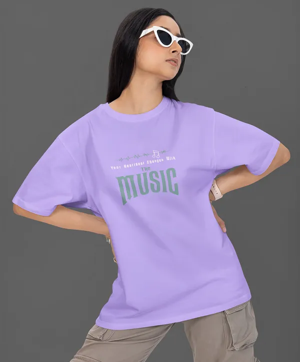 TOFFTEES_Premium_French_Terry_Fabric__(220_GSM)_Lavender_Oversized_Heartbeat_Half_Sleeves_Women's_T-shirt
