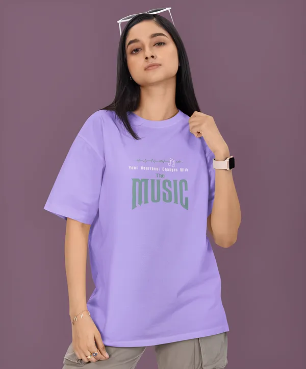 TOFFTEES_Premium_French_Terry_Fabric__(220_GSM)_Lavender_Oversized_Heartbeat_Half_Sleeves_Women's_T-shirt