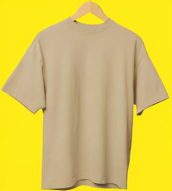 TOFFTEES_Premium_French_Terry_Fabric__(220_GSM)_Beige_Oversized_Plain_T-Shirt