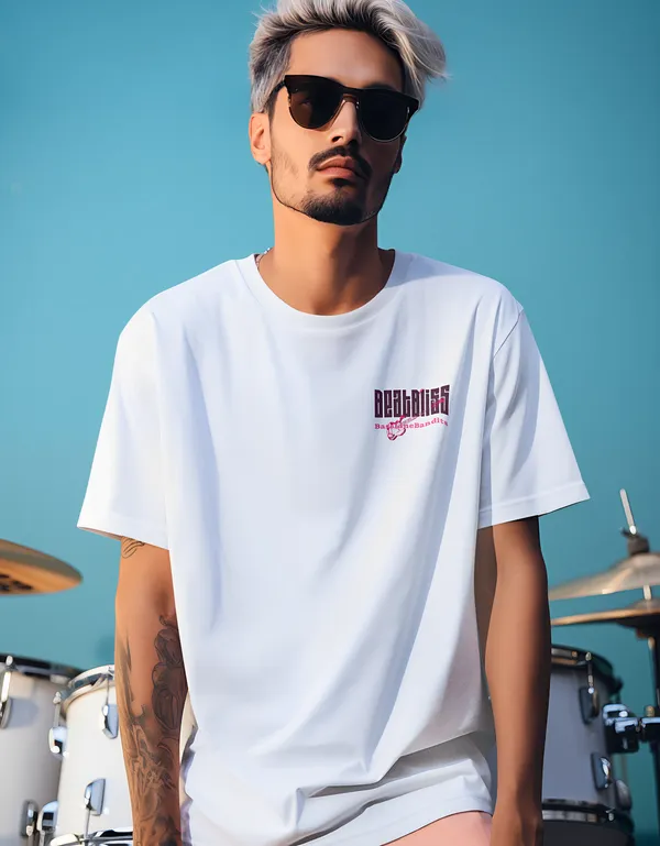 TOFFTEES_Music_Popular_Oversized_Beatbliss_Half_Sleeves_White_T-shirt