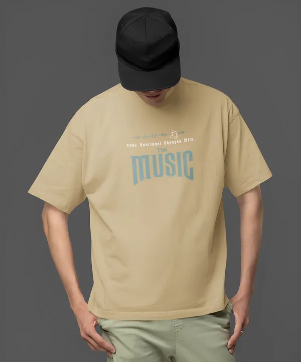 TOFFTEES_Premium_French_Terry_Fabric__(220_GSM)_Beige_Oversized_Heartbeat_Half_Sleeves_T-shirt