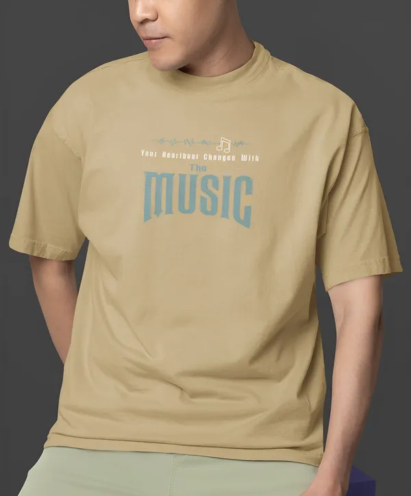 TOFFTEES_Premium_French_Terry_Fabric__(220_GSM)_Beige_Oversized_Heartbeat_Half_Sleeves_T-shirt