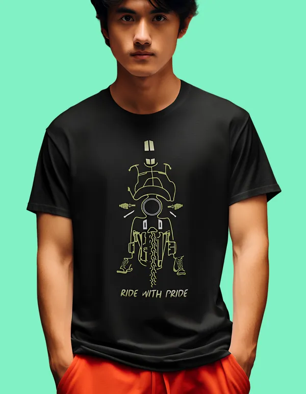 TOFFTEES_Black_Ride_With_Pride_Half_Sleeves_T-Shirt_|_HD_Print_With_100%_Cotton