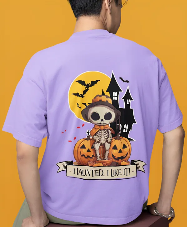 TOFFTEES_Premium_Lavender_Oversized_Haunted_Half_Sleeves_T-shirt_|_French_Terry_Fabric__(220_GSM)