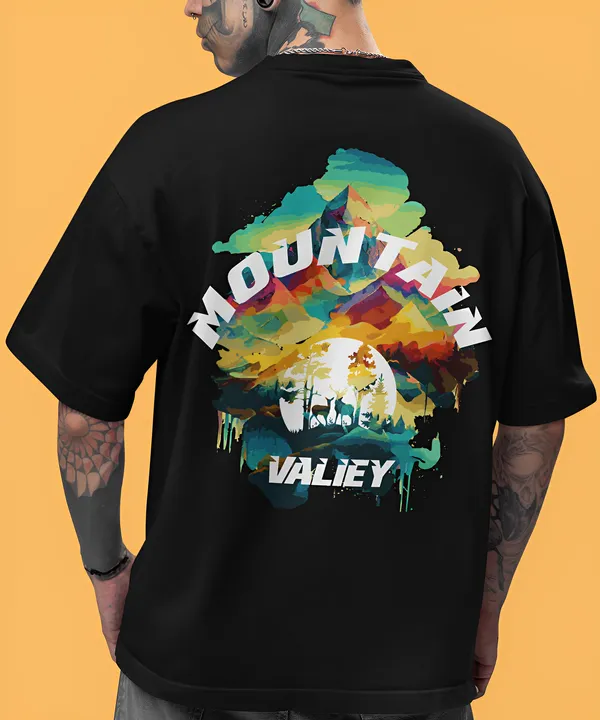 TOFFTEES_Popular_Oversized_Mountain_Valiey_Half_Sleeves_Black_T-shirt_|___(200_GSM)