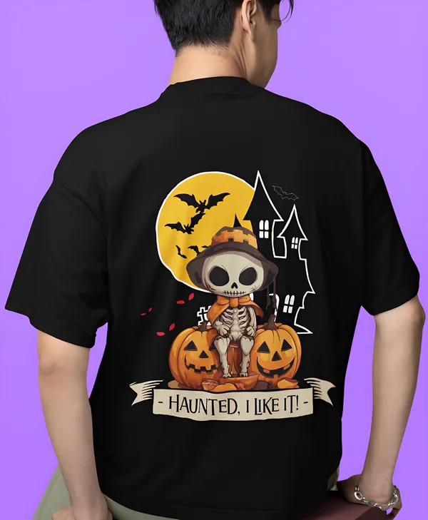 TOFFTEES_Premium_Black_Oversized_Haunted_Half_Sleeves_T-shirt_|_French_Terry_Fabric__(220_GSM)