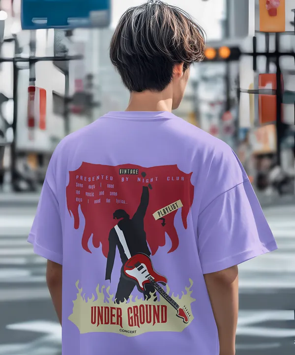 TOFFTEES_Premium_French_Terry_Fabric__(220_GSM)_Lavender_Oversized_Underground_Half_Sleeves_T-shirt
