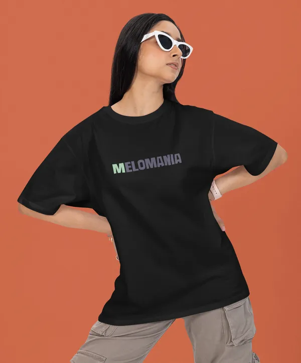 TOFFTEES_Premium_French_Terry_Fabric__(220_GSM)_Black_Oversized_Melomania_Half_Sleeves_Women's_T-shirt