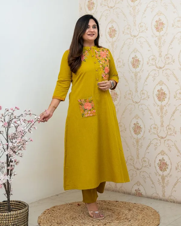 Mustard_Cotton_Premium_&_Elegant_Embroidered_Floral_Co-Ord_Set_For_Women