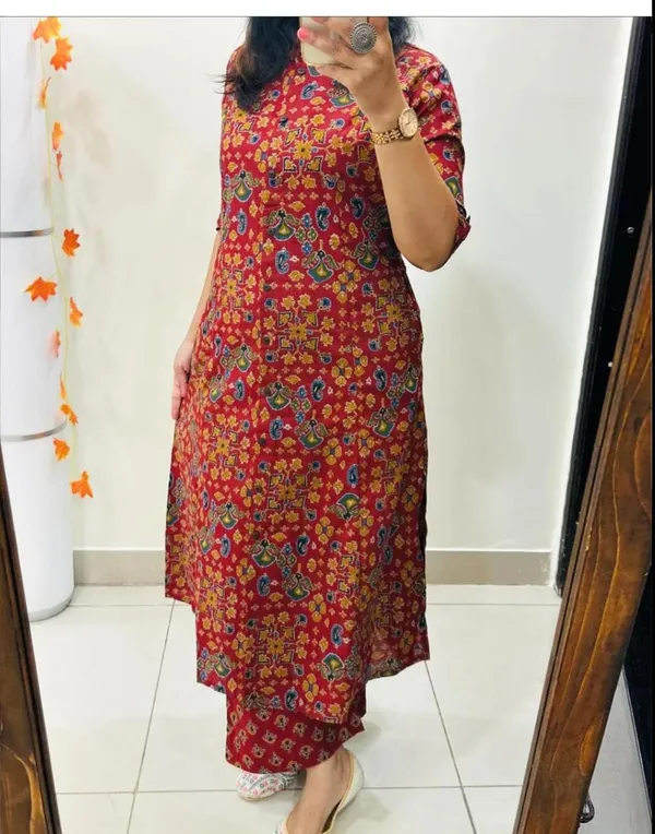 Libas_Kurta_Red_Cotton_Kurta_And_Pant_Co-ord_Set