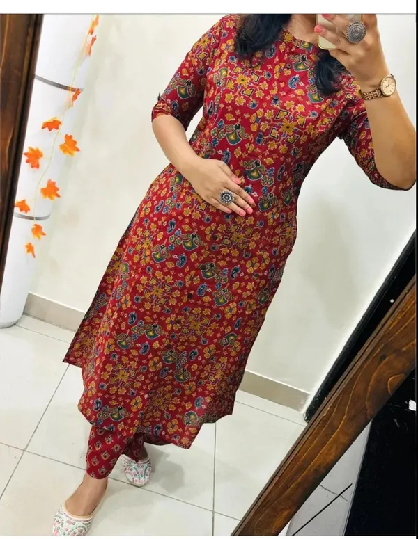 Libas_Kurta_Red_Cotton_Kurta_And_Pant_Co-ord_Set