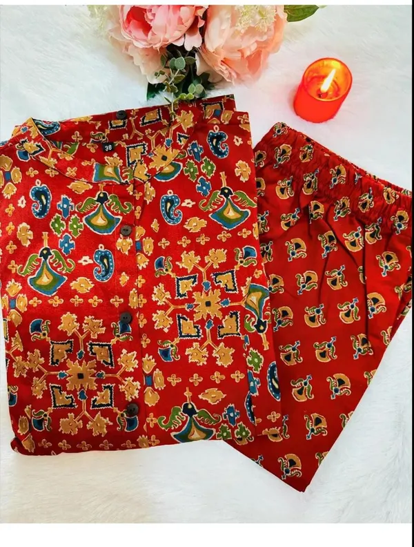 Libas_Kurta_Red_Cotton_Kurta_And_Pant_Co-ord_Set