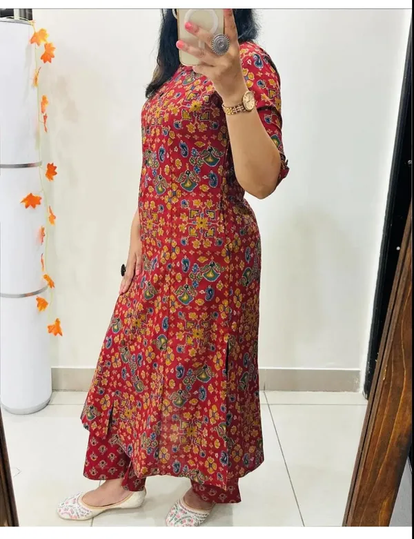 Libas_Kurta_Red_Cotton_Kurta_And_Pant_Co-ord_Set