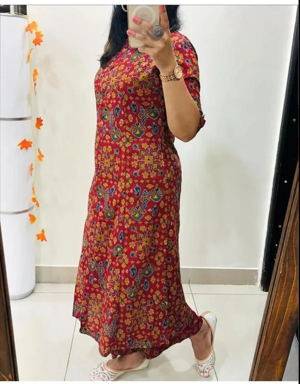 Libas_Kurta_Red_Cotton_Kurta_And_Pant_Co-ord_Set