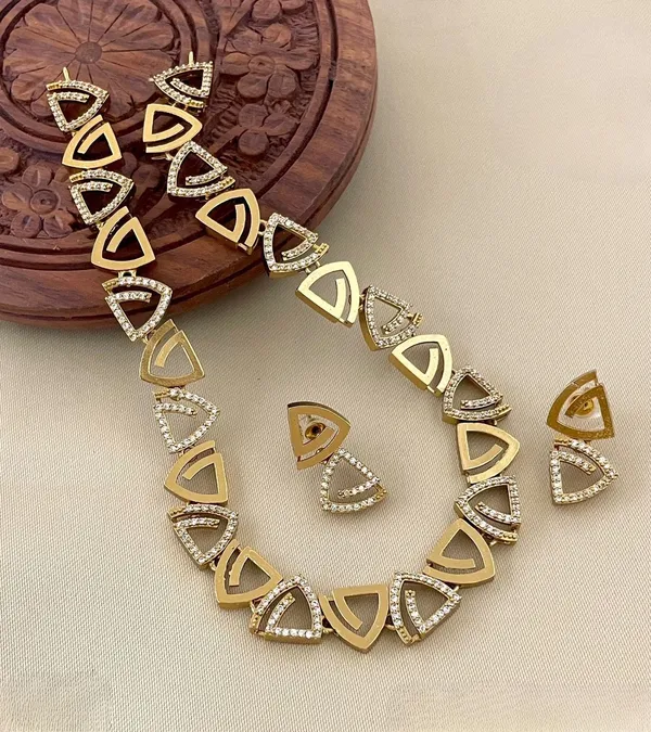 Magnificient_Microplated_AD_Triangular_style_Choker_Necklace_Set_For_Women