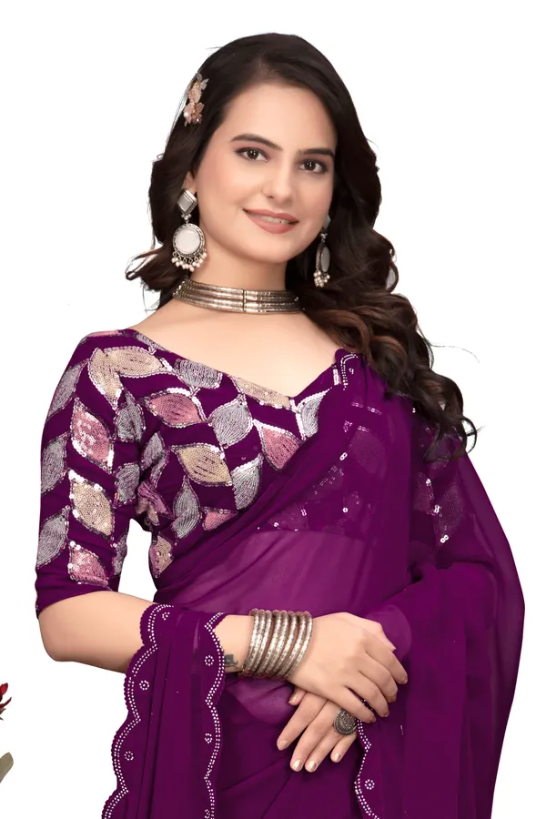 GRIFEZ__WOMEN'S_FANCY_GEORGETTE_SILVER_PANKHUDI_SAREE