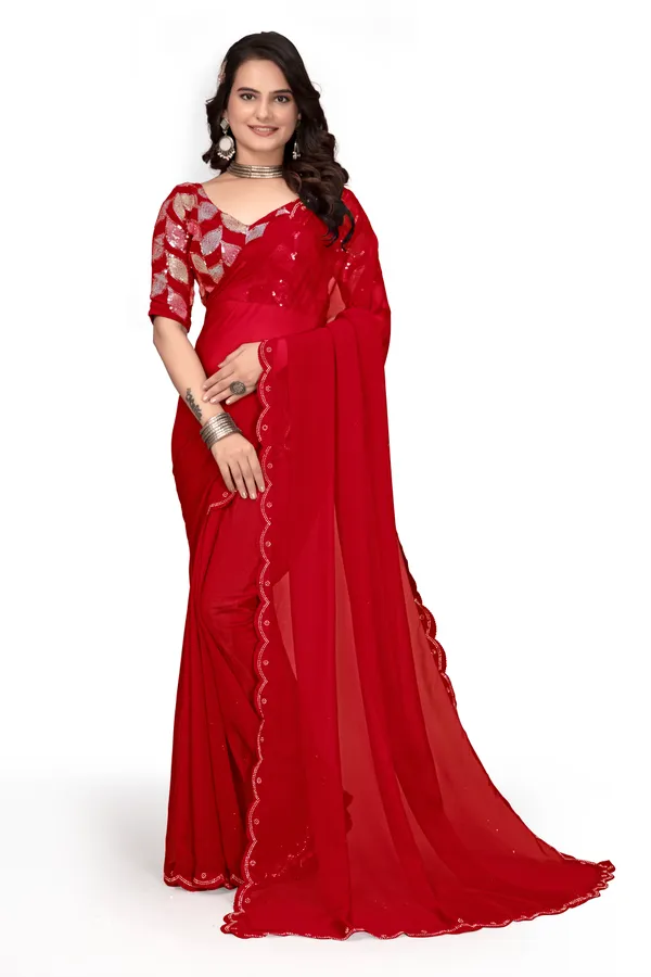 GRIFEZ__WOMEN'S_FANCY_GEORGETTE_SILVER_PANKHUDI_SAREE