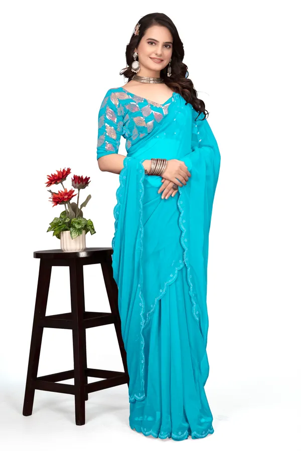 GRIFEZ__WOMEN'S_FANCY_GEORGETTE_SILVER_PANKHUDI_SAREE