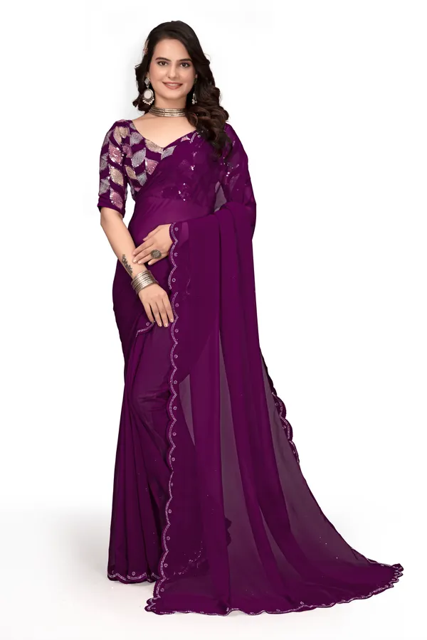 GRIFEZ__WOMEN'S_FANCY_GEORGETTE_SILVER_PANKHUDI_SAREE