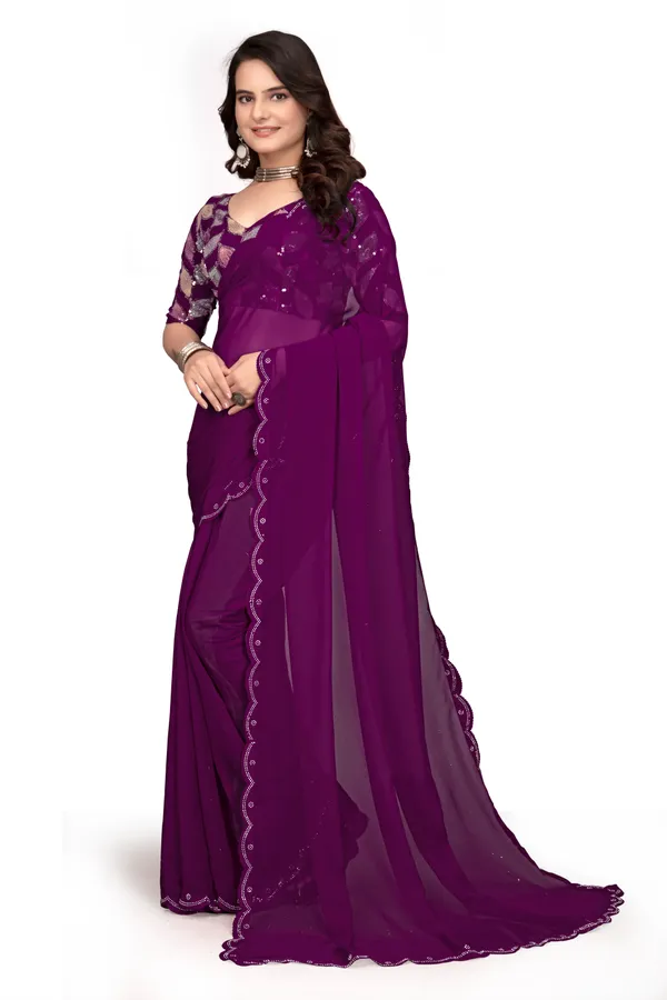 GRIFEZ__WOMEN'S_FANCY_GEORGETTE_SILVER_PANKHUDI_SAREE
