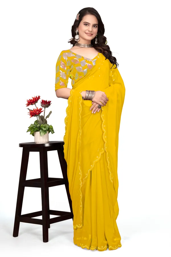 GRIFEZ__WOMEN'S_FANCY_GEORGETTE_SILVER_PANKHUDI_SAREE