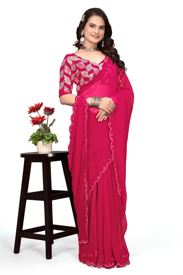 GRIFEZ__WOMEN'S_FANCY_GEORGETTE_SILVER_PANKHUDI_SAREE