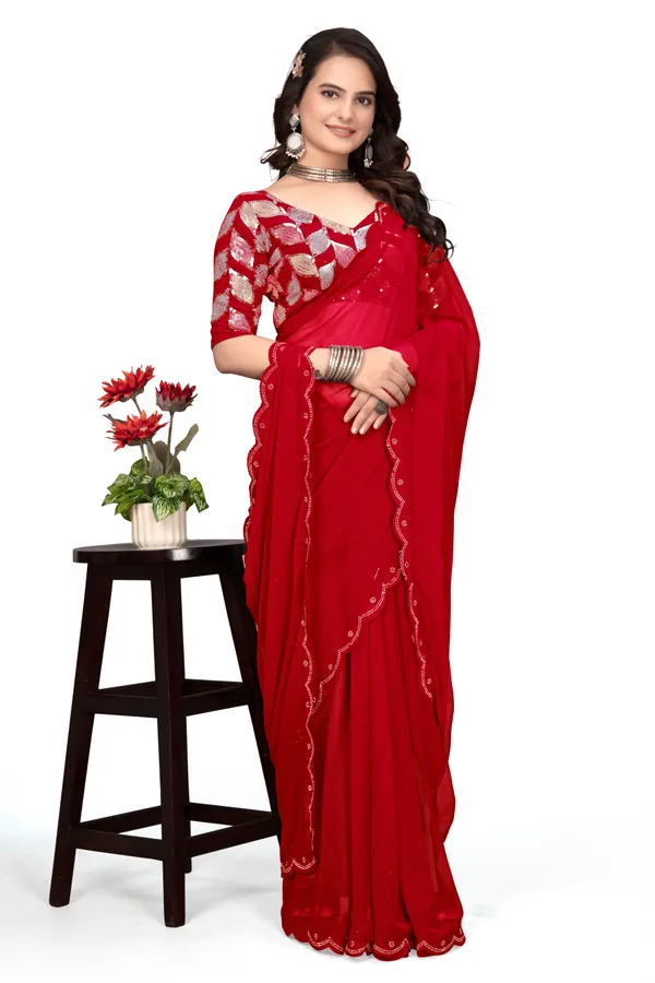GRIFEZ__WOMEN'S_FANCY_GEORGETTE_SILVER_PANKHUDI_SAREE