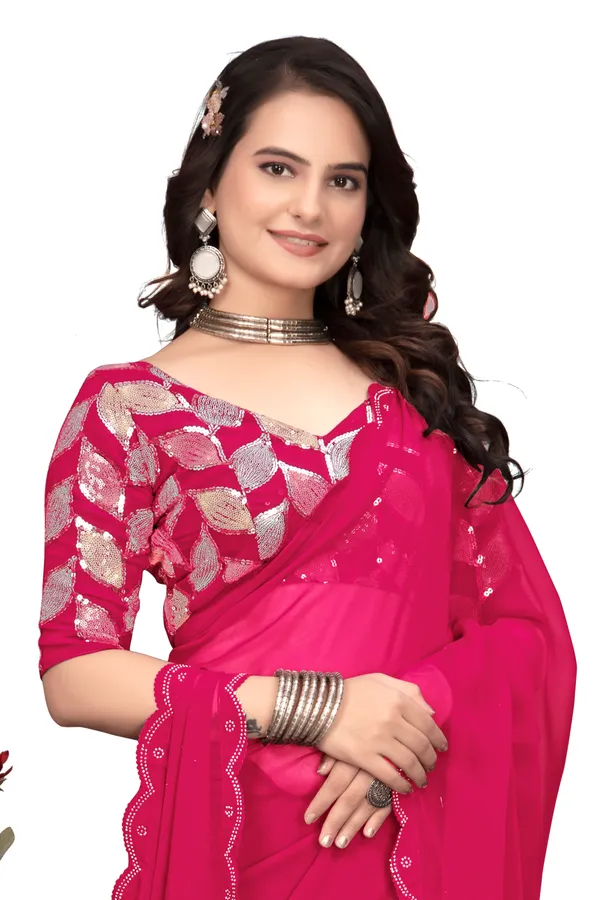 GRIFEZ__WOMEN'S_FANCY_GEORGETTE_SILVER_PANKHUDI_SAREE