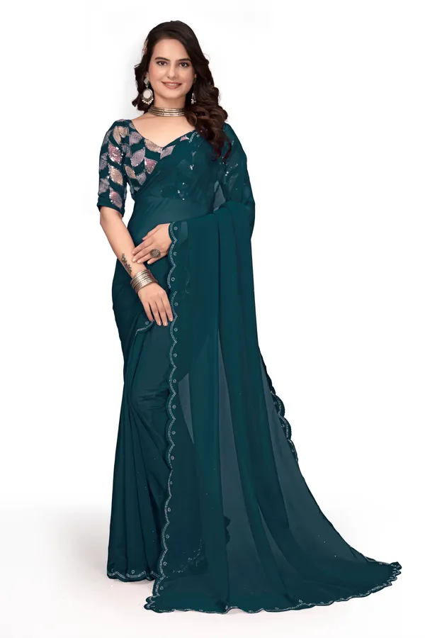 GRIFEZ__WOMEN'S_FANCY_GEORGETTE_SILVER_PANKHUDI_SAREE