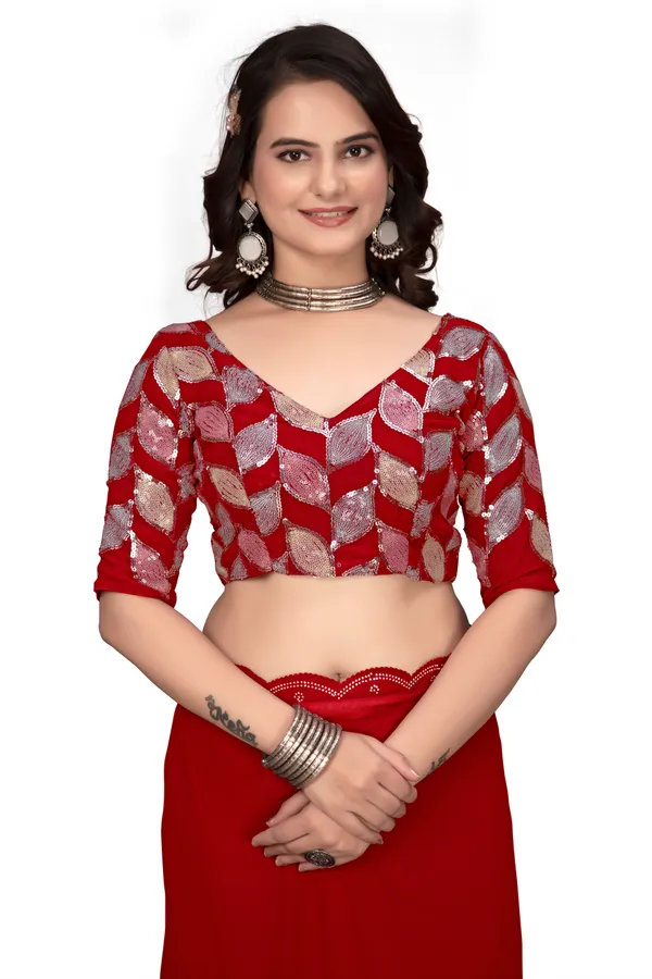 GRIFEZ__WOMEN'S_FANCY_GEORGETTE_SILVER_PANKHUDI_SAREE