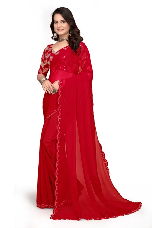 GRIFEZ__WOMEN'S_FANCY_GEORGETTE_SILVER_PANKHUDI_SAREE